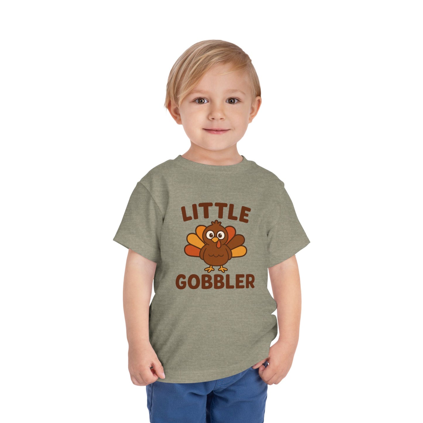 Little Gobbler Toddler Unisex T-Shirt | Thanksgiving Tee, Cute Turkey T-Shirt for Kids, Fall Family Celebration Wear