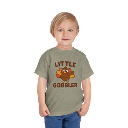 Little Gobbler Toddler Unisex T-Shirt | Thanksgiving Tee, Cute Turkey T-Shirt for Kids, Fall Family Celebration Wear