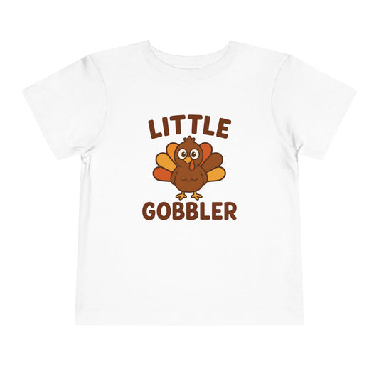 Little Gobbler Toddler Unisex T-Shirt | Thanksgiving Tee, Cute Turkey T-Shirt for Kids, Fall Family Celebration Wear