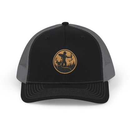 Hunting Theme Embroidered Snapback Trucker Cap | Stylish Outdoor Hat for Adventure Lovers, Perfect Gift for Birthdays, Events