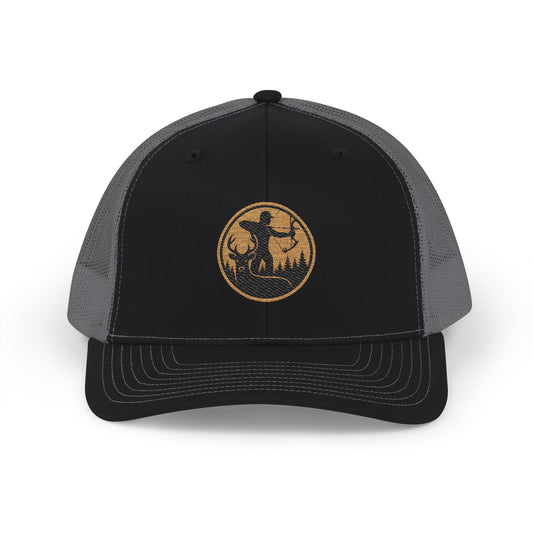 Hunting Theme Embroidered Snapback Trucker Cap | Stylish Outdoor Hat for Adventure Lovers, Perfect Gift for Birthdays, Events