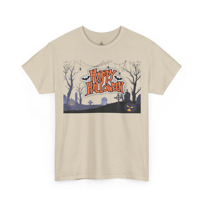 Happy Halloween Unisex Heavy Cotton Tee, Spooky T-Shirt, Halloween Apparel, Gifts for Halloween Lovers, Trick or Treat Shirt