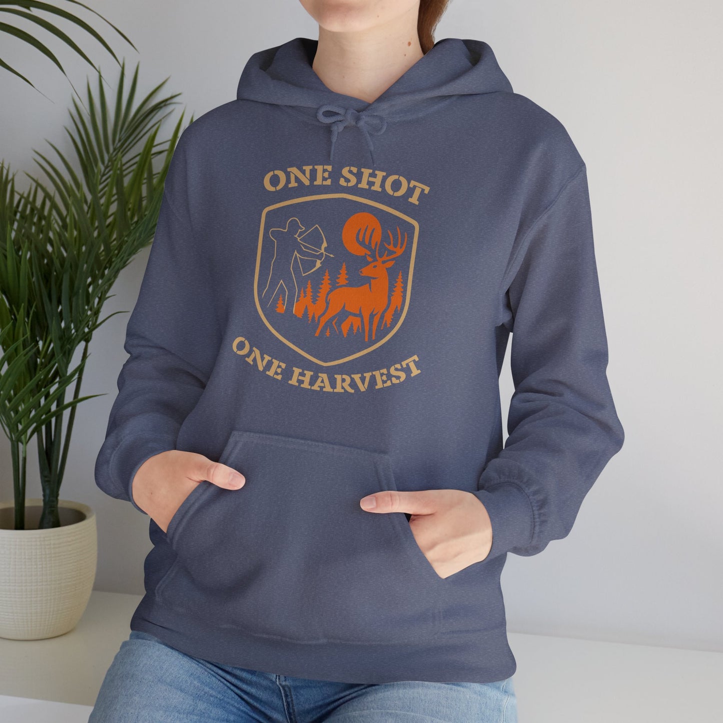 One Shot One Harvest Unisex Hoodie | Hunting Mood Hooded Sweatshirt, Gift for Outdoor Enthusiasts, Cozy Hoodie for Fall Adventures