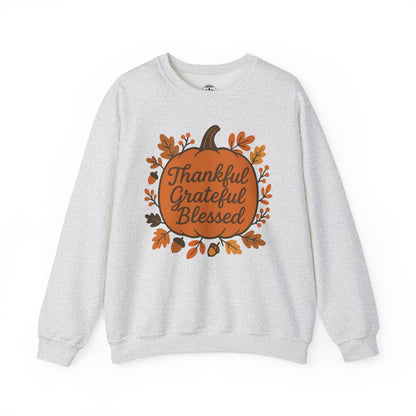 Thankful Grateful Blessed Sweatshirt | Cozy Fall Crewneck, Autumn Style, Thanksgiving Gift, Unisex Casual Wear
