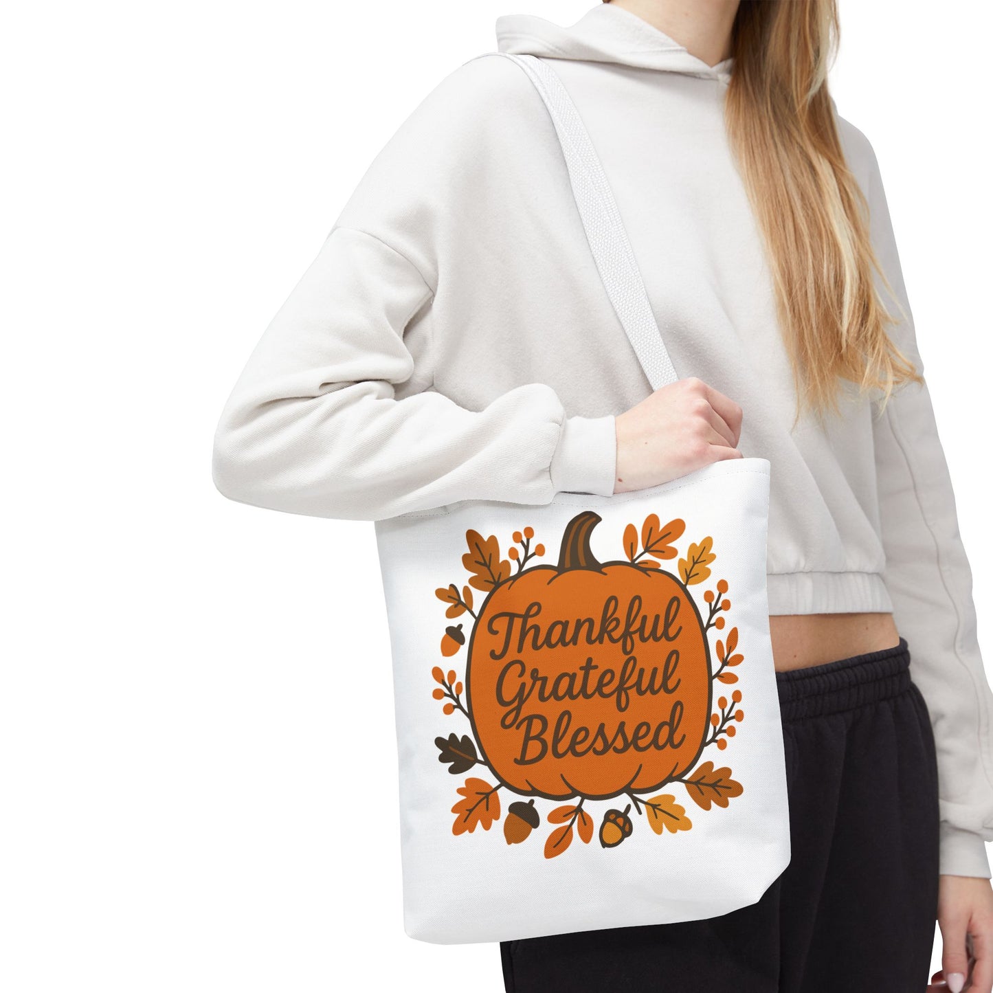 Thankful Grateful Blessed Tote Bag | Autumn Carryall, Fall Shopping Bag, Gift for Thanksgiving, Eco-Friendly Tote, Seasonal Accessory
