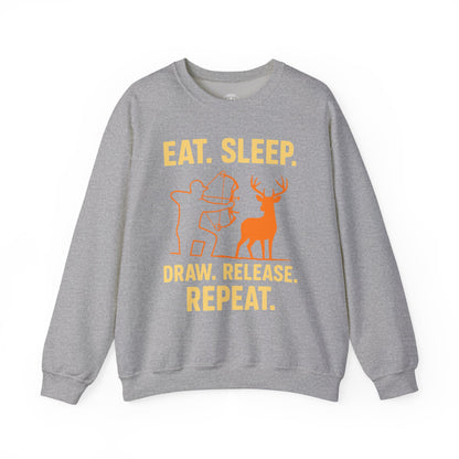 Eat Sleep Draw Release Repeat Unisex Sweatshirt | Perfect Gift for Hunters, Outdoor Enthusiasts, Archery Lovers, Casual Comfort