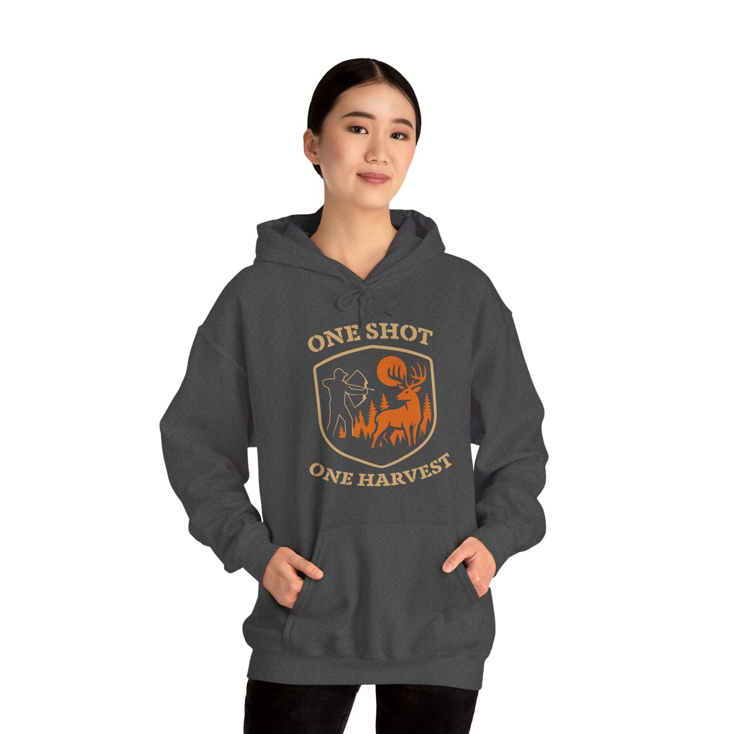 One Shot One Harvest Unisex Hoodie | Hunting Mood Hooded Sweatshirt, Gift for Outdoor Enthusiasts, Cozy Hoodie for Fall Adventures