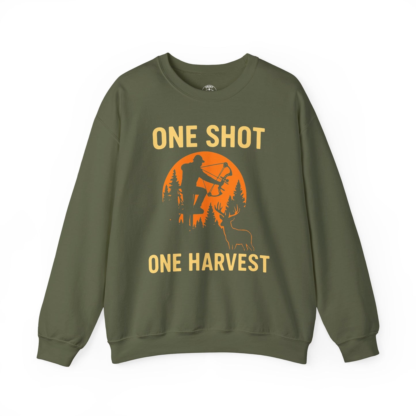 Hunting Crewneck Sweatshirt, One Shot One Harvest Sweatshirt, Gift for Hunters, Outdoor Apparel, Fall Outfit, Harvest Season Sweatshirt