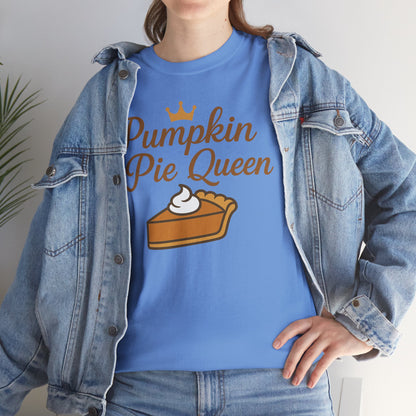 Pumpkin Pie Queen Tee, Funny T-Shirt, Thanksgiving Gift, Fall Apparel, Sweet Treat Lover Shirt, Unisex Cotton Tee