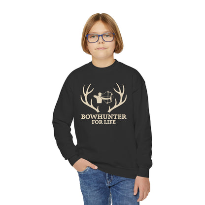 Bowhunter for Life Youth Crewneck Sweatshirt, Hunting Gift, Kids Sweatshirt, Outdoor Apparel, Archery Design, Youth Hoodie