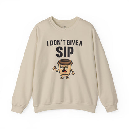 Coffee Cup Guy I Don't Give A Sip Unisex Sweatshirt | Coffee Attitude, Funny Casual Gift for Coffee Lovers, Humorous Design