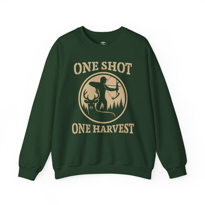 One Shot One Harvest Unisex Sweatshirt | Cozy Crewneck for Outdoor Lovers, Gift for Hunters, Fall Apparel, Nature Lover's Gift