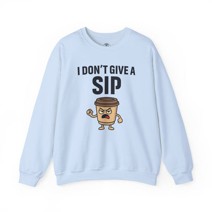 Coffee Cup Guy I Don't Give A Sip Unisex Sweatshirt | Coffee Attitude, Funny Casual Gift for Coffee Lovers, Humorous Design