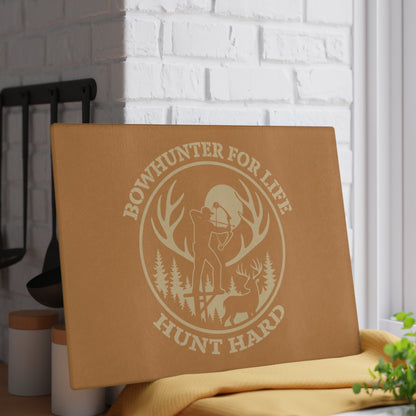 Bowhunter for Life Glass Cutting Board | Unique Kitchen Gift, Outdoor Enthusiasts, Rustic Decor, Personalized Cooking