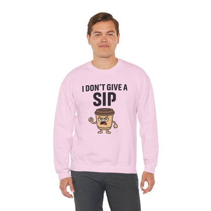 Coffee Cup Guy I Don't Give A Sip Unisex Sweatshirt | Coffee Attitude, Funny Casual Gift for Coffee Lovers, Humorous Design