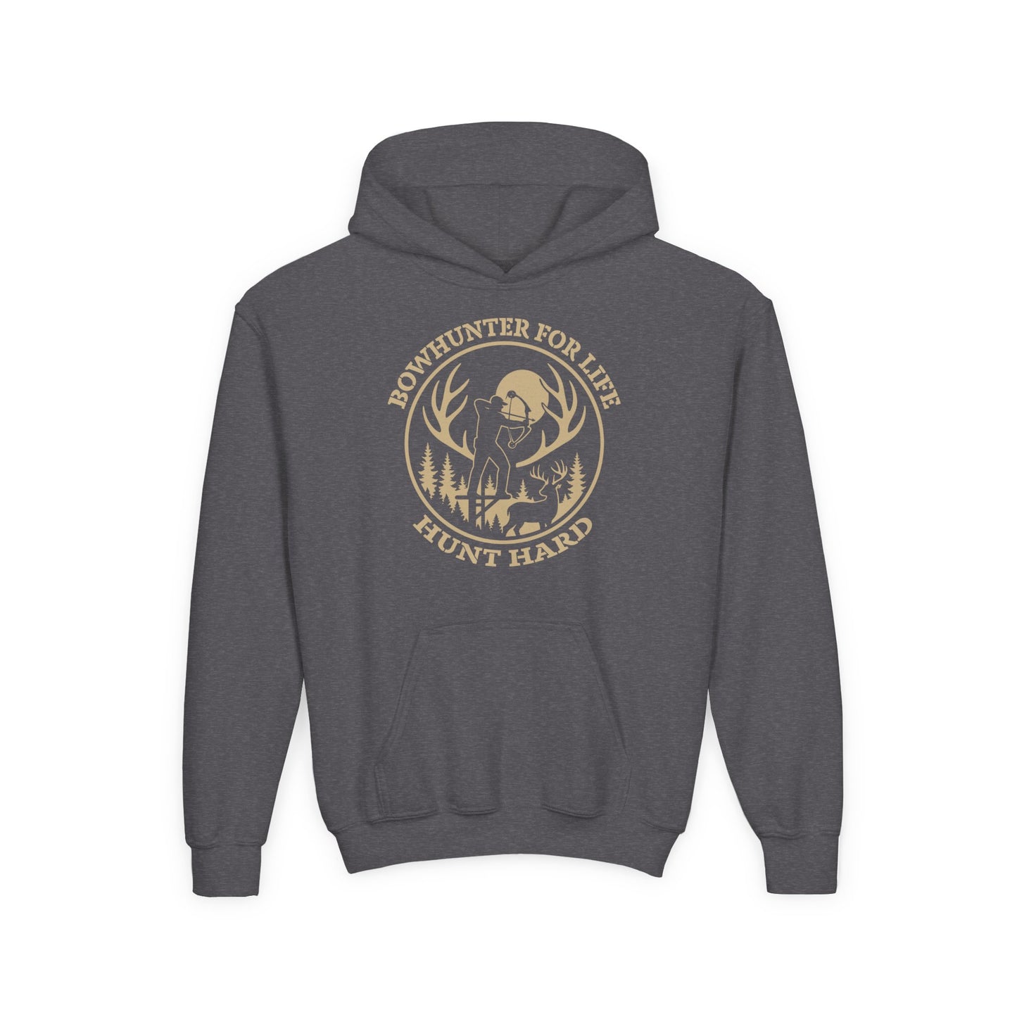Bowhunter For Life Youth Unisex Hoodie | Perfect for Young Hunters, Outdoor Adventures, Gifts for Boys or Girls, Hunting Apparel