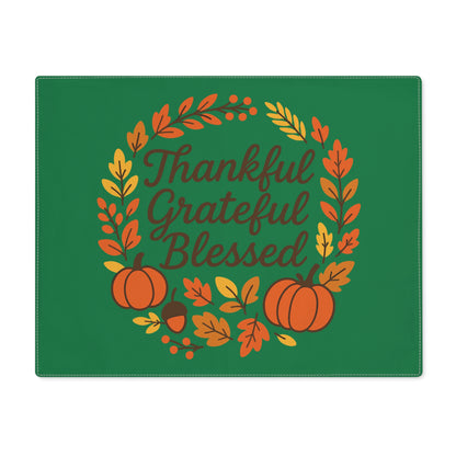 Thankful Grateful Blessed Placemat, Autumn Decor, Thanksgiving Tableware, Fall Gathering Accessory, Home Dining