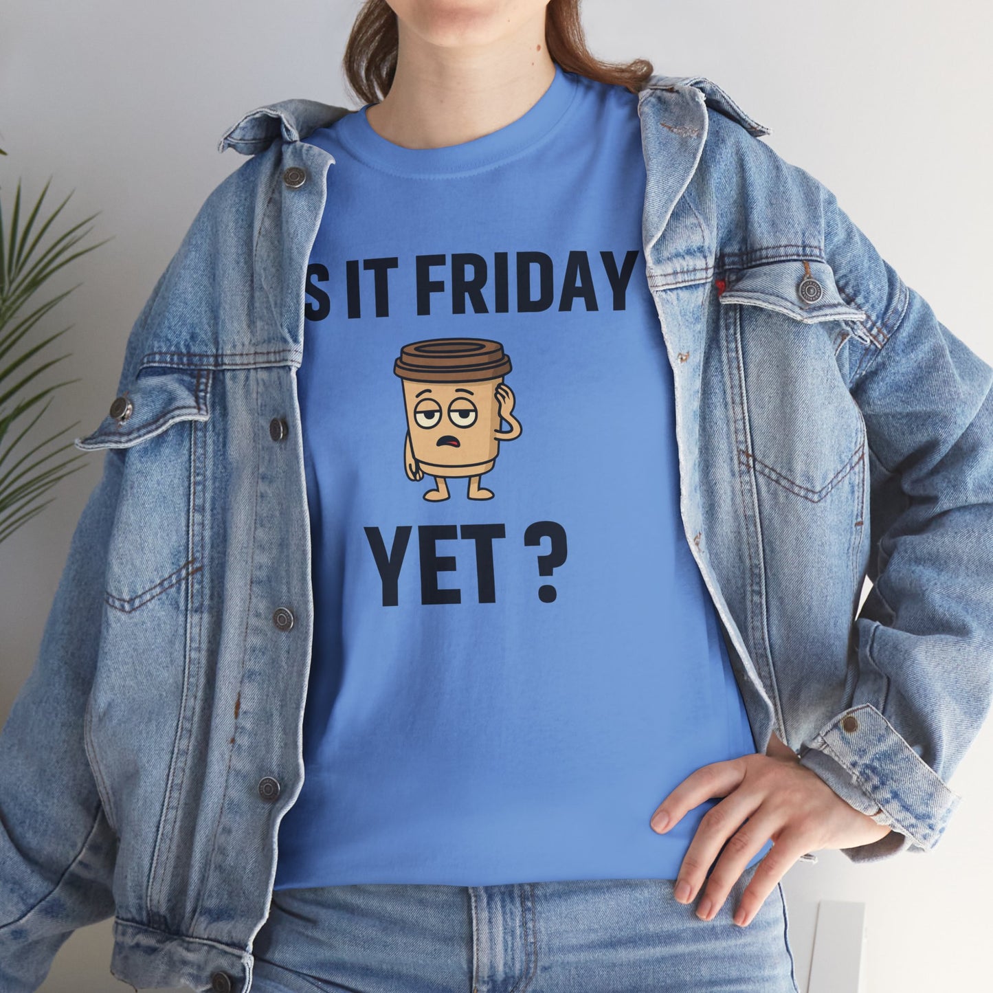 Coffee Cup Guy Is It Friday Yet? Unisex T-Shirt | Office Jokes, Humorous Work Wear, Great for Coworker Gifts