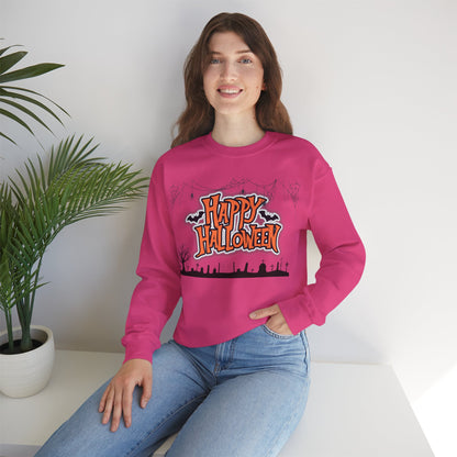 Happy Halloween Unisex Crewneck Sweatshirt, Fall Fashion, Halloween Attire, Cozy Sweatshirt, Spooky Season Apparel