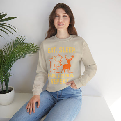 Eat Sleep Draw Release Repeat Unisex Sweatshirt | Perfect Gift for Hunters, Outdoor Enthusiasts, Archery Lovers, Casual Comfort