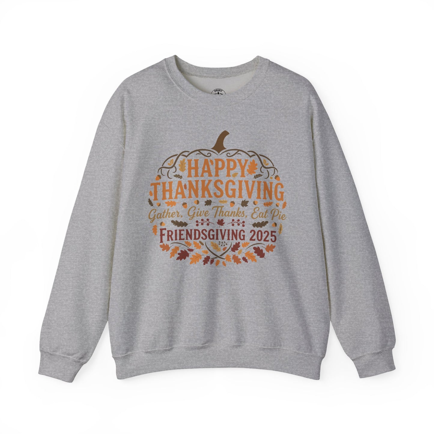 Happy Thanksgiving Friendsgiving 2025 Unisex Sweatshirt | Cozy Fall Apparel, Gift for Friends, Pumpkin Design, Autumn Fashion