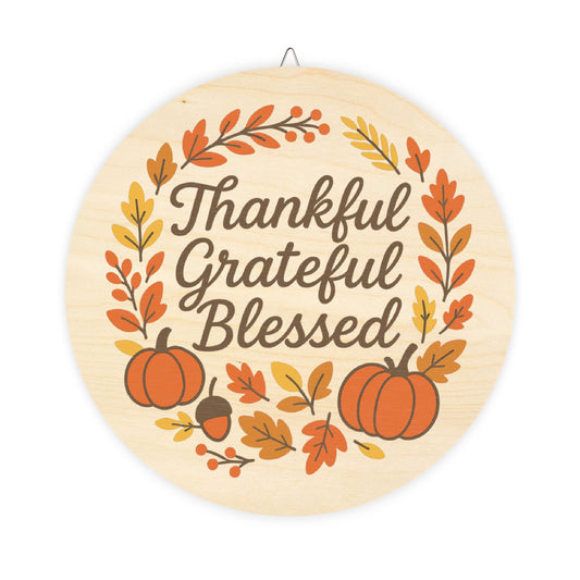 Thankful Grateful Blessed Wood Sign Decor, Autumn Home Decor, Fall Wall Art, Thanksgiving Decor, Rustic Farmhouse Wall Hanging