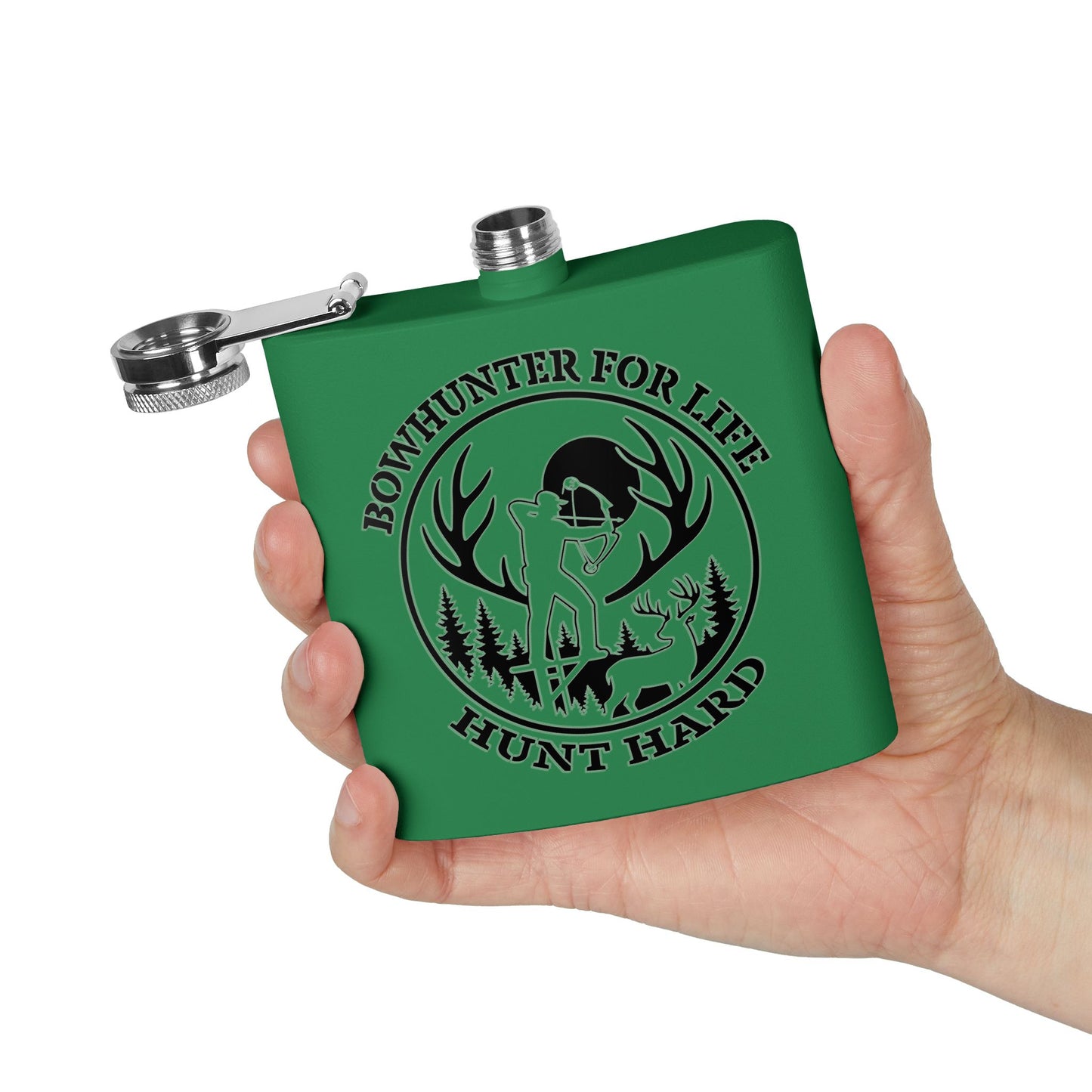 Bowhunter Flask for Life - 6oz Stainless Steel Flask, Hunting Gifts for Him, Outdoorsman Accessories, Gift for Hunters, Campfire Essential