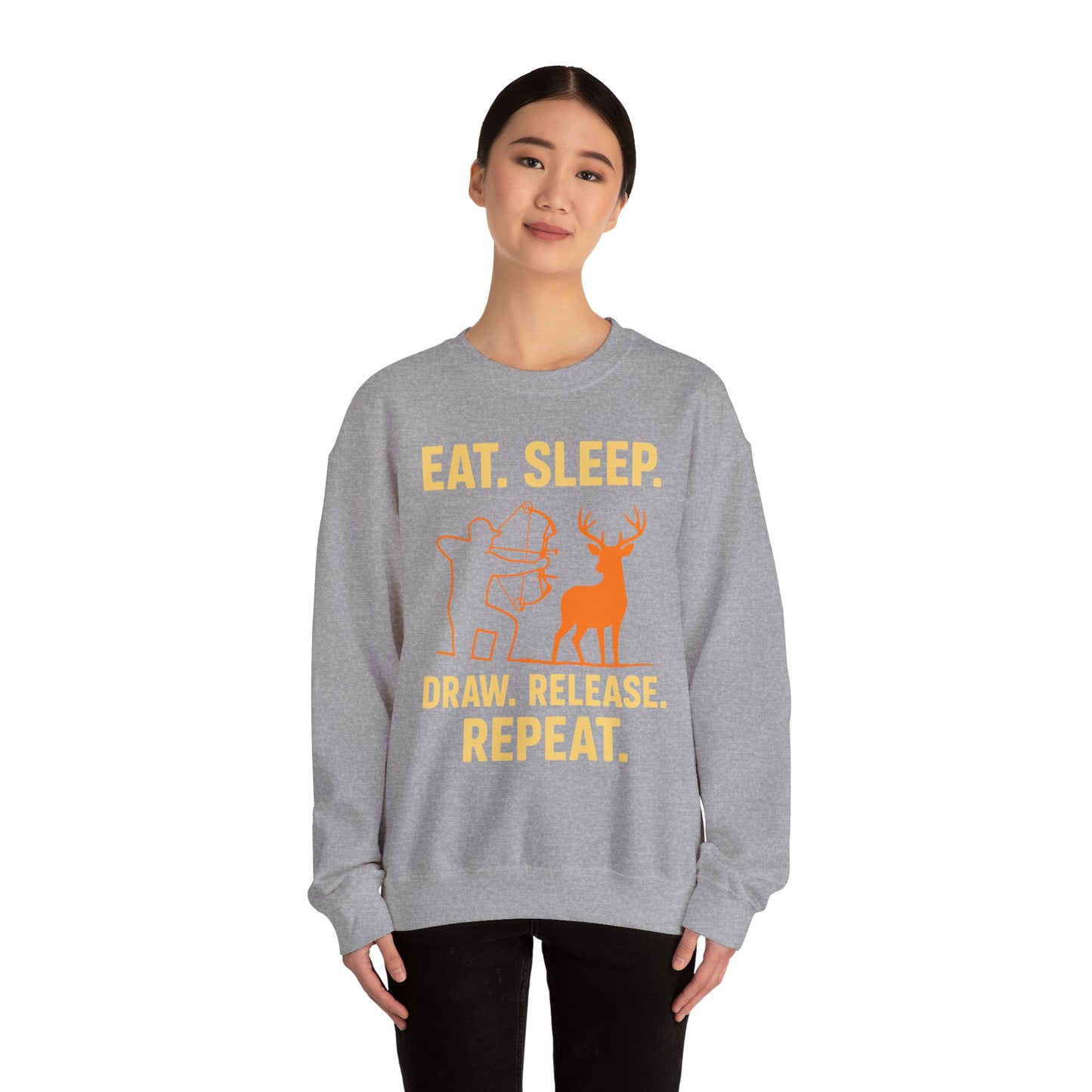 Eat Sleep Draw Release Repeat Unisex Sweatshirt | Perfect Gift for Hunters, Outdoor Enthusiasts, Archery Lovers, Casual Comfort