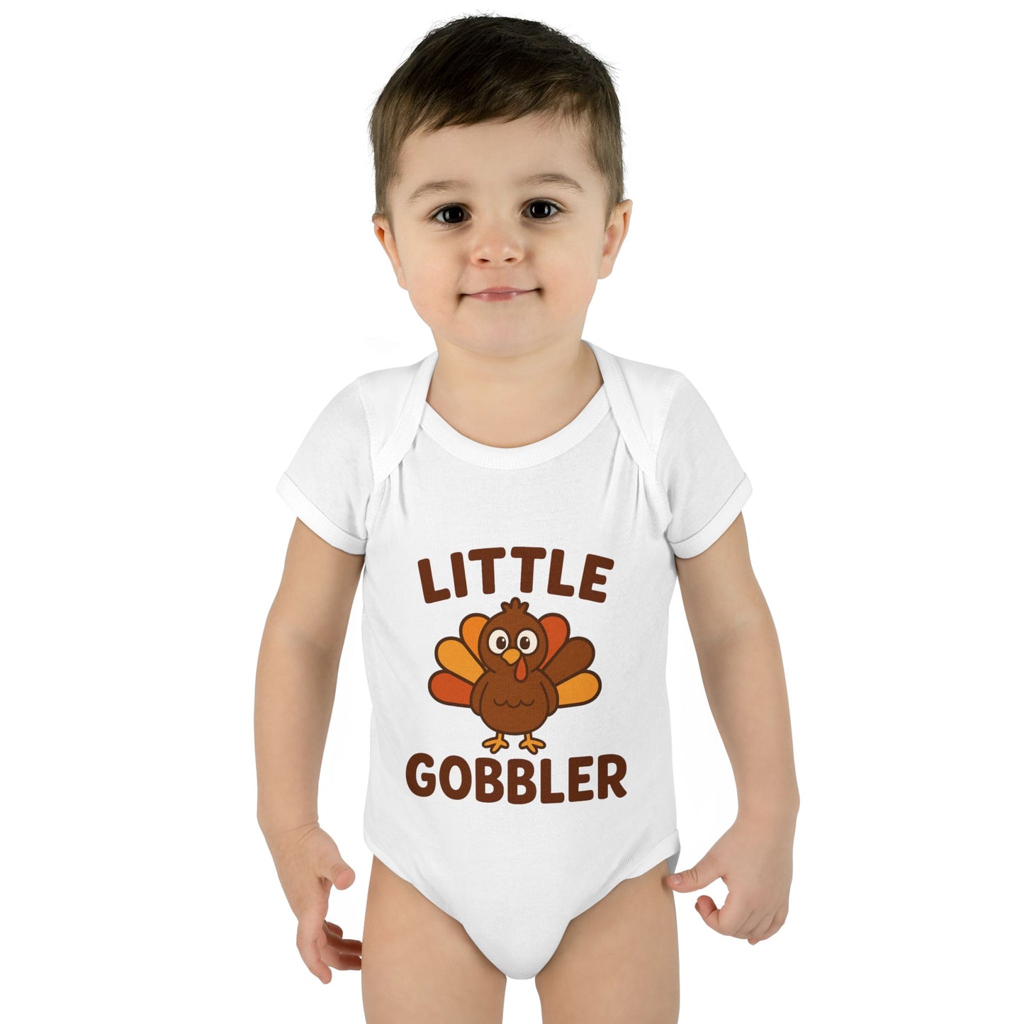 Little Gobbler Infant Unisex Onesie | Baby Clothes, Fall Fashion, Holiday Outfit, Cute Baby Gift, Turkey Onesie