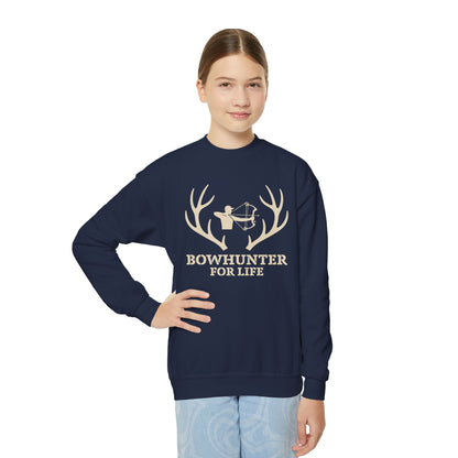 Bowhunter for Life Youth Crewneck Sweatshirt, Hunting Gift, Kids Sweatshirt, Outdoor Apparel, Archery Design, Youth Hoodie