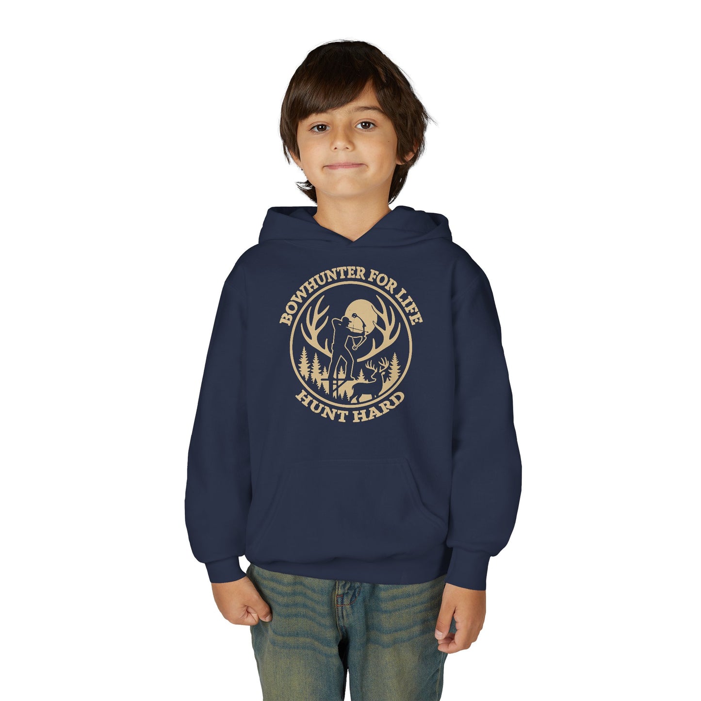 Bowhunter For Life Youth Unisex Hoodie | Perfect for Young Hunters, Outdoor Adventures, Gifts for Boys or Girls, Hunting Apparel