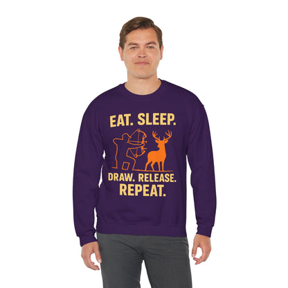 Eat Sleep Draw Release Repeat Unisex Sweatshirt | Perfect Gift for Hunters, Outdoor Enthusiasts, Archery Lovers, Casual Comfort
