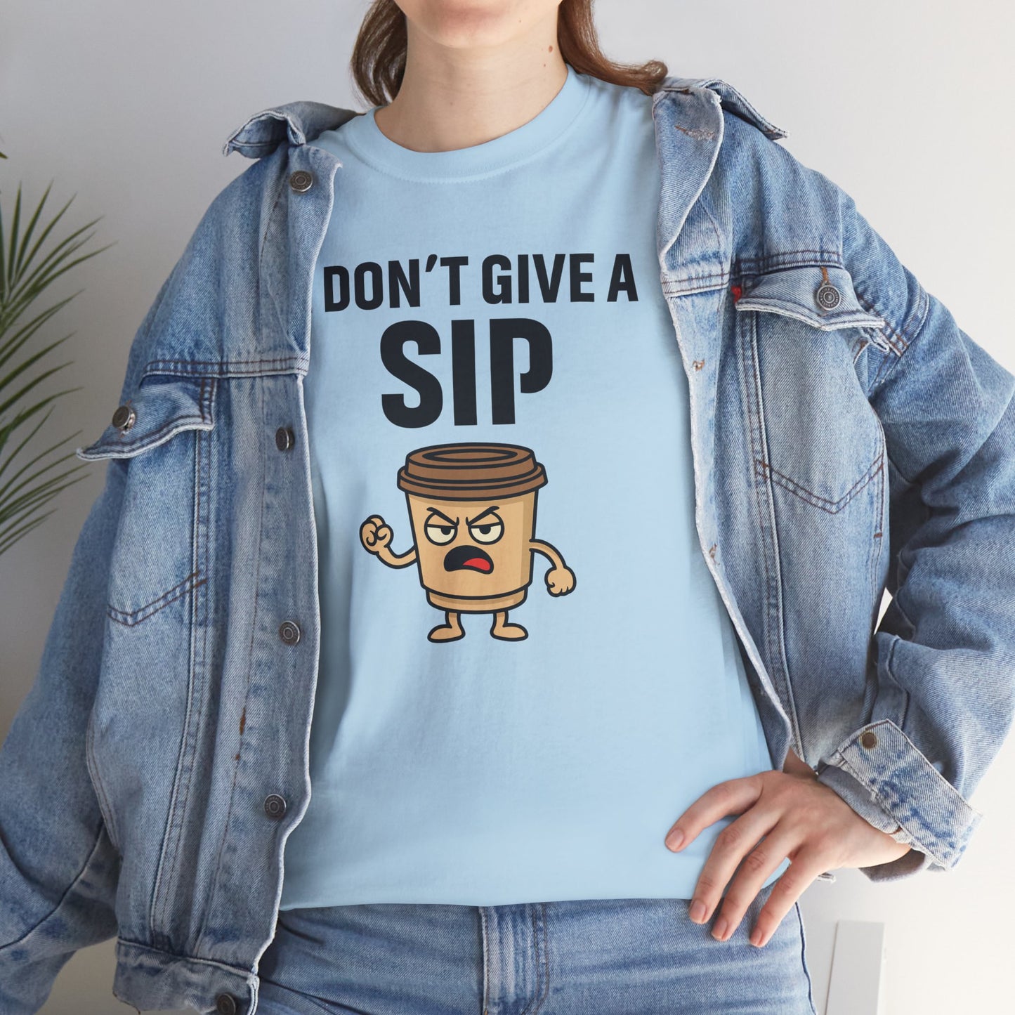Coffee Cup Guy I Don't Give a Sip Unisex T-Shirt | Gift for Coffee Lovers, Humorous T-Shirt, Casual Office Wear