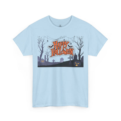 Happy Halloween Unisex Heavy Cotton Tee, Spooky T-Shirt, Halloween Apparel, Gifts for Halloween Lovers, Trick or Treat Shirt