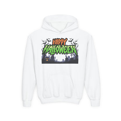 Halloween Youth Hoodie with 'Happy Halloween' Design, Cute Halloween [...]