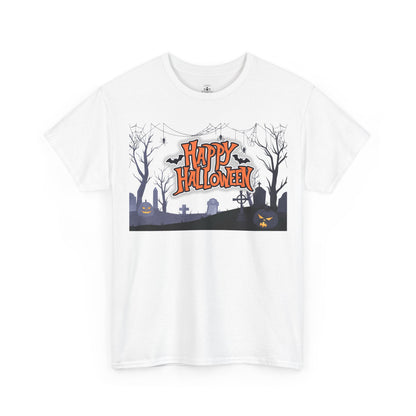 Happy Halloween Unisex Heavy Cotton Tee, Spooky T-Shirt, Halloween Apparel, Gifts for Halloween Lovers, Trick or Treat Shirt