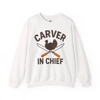 Carver In Chief Unisex Sweatshirt | Funny Thanksgiving Gift, Crewneck, Holiday Apparel, Family Gathering Outfit