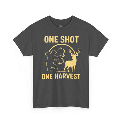 Hunting Enthusiast Tee, One Shot One Harvest T-Shirt, Gift for Hunters, Outdoor Adventure Wear, Casual Nature Lover Apparel