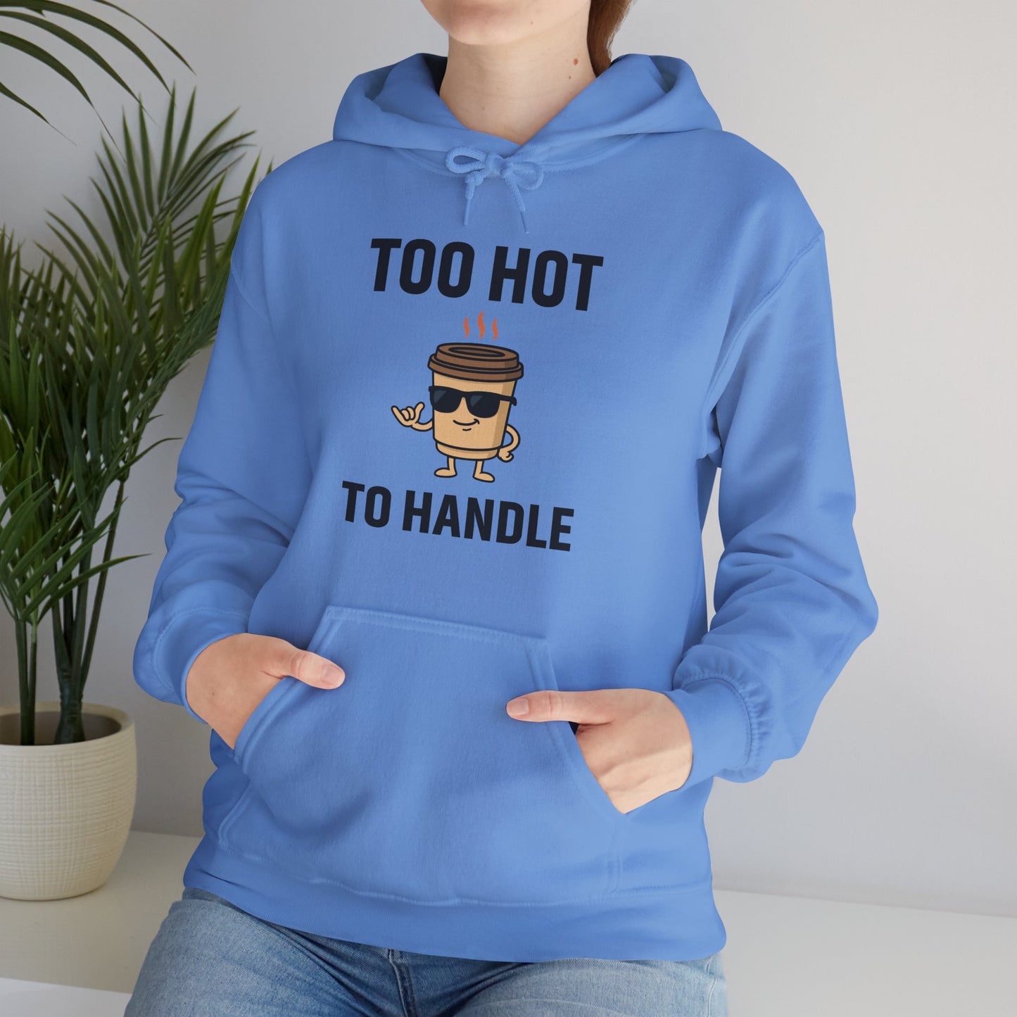 Coffee Cup Guy Too Hot To Handle Unisex Hoodie | Funny Gift, Cozy Graphic Hoodie, Casual Wear, Office Apparel