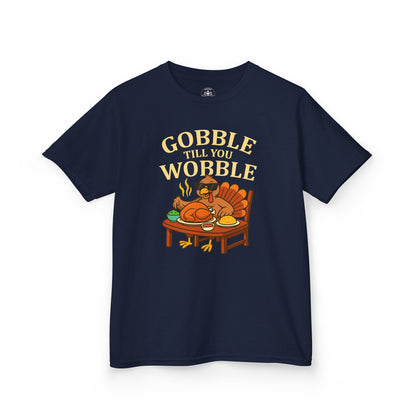 Gobble Till You Wobble Youth Unisex T-Shirt | Funny Thanksgiving Shirt, Family Gathering Apparel, Gifts for Kids