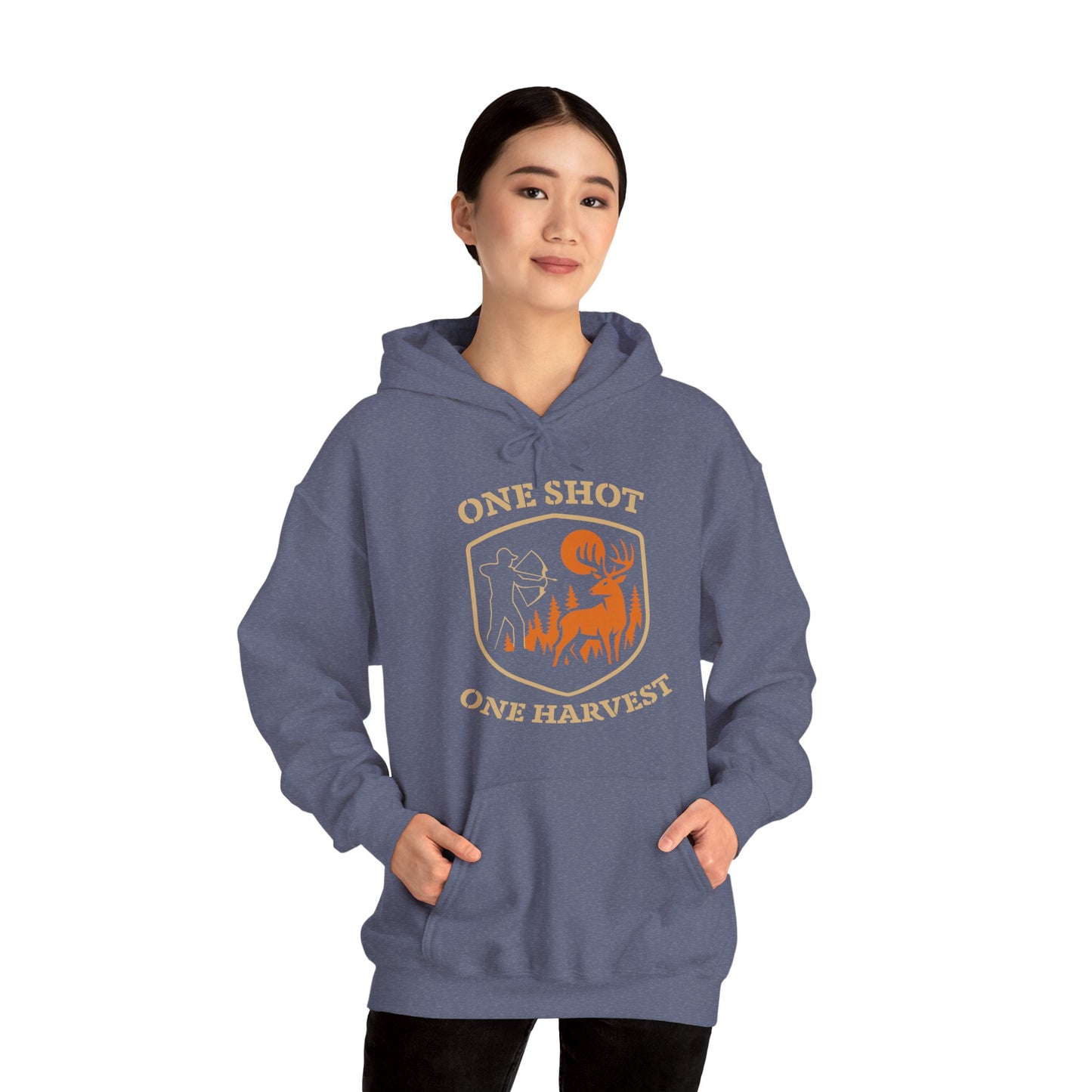 One Shot One Harvest Unisex Hoodie | Hunting Mood Hooded Sweatshirt, Gift for Outdoor Enthusiasts, Cozy Hoodie for Fall Adventures