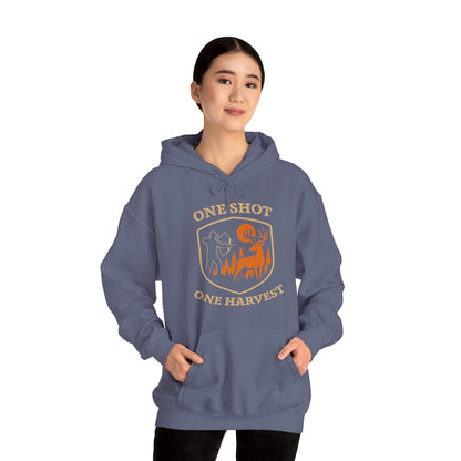 One Shot One Harvest Unisex Hoodie | Hunting Mood Hooded Sweatshirt, Gift for Outdoor Enthusiasts, Cozy Hoodie for Fall Adventures