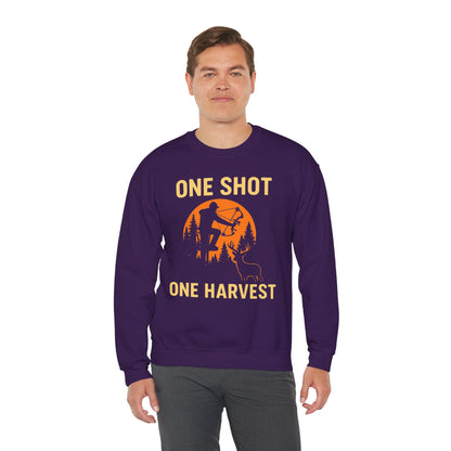 Hunting Crewneck Sweatshirt, One Shot One Harvest Sweatshirt, Gift for Hunters, Outdoor Apparel, Fall Outfit, Harvest Season Sweatshirt