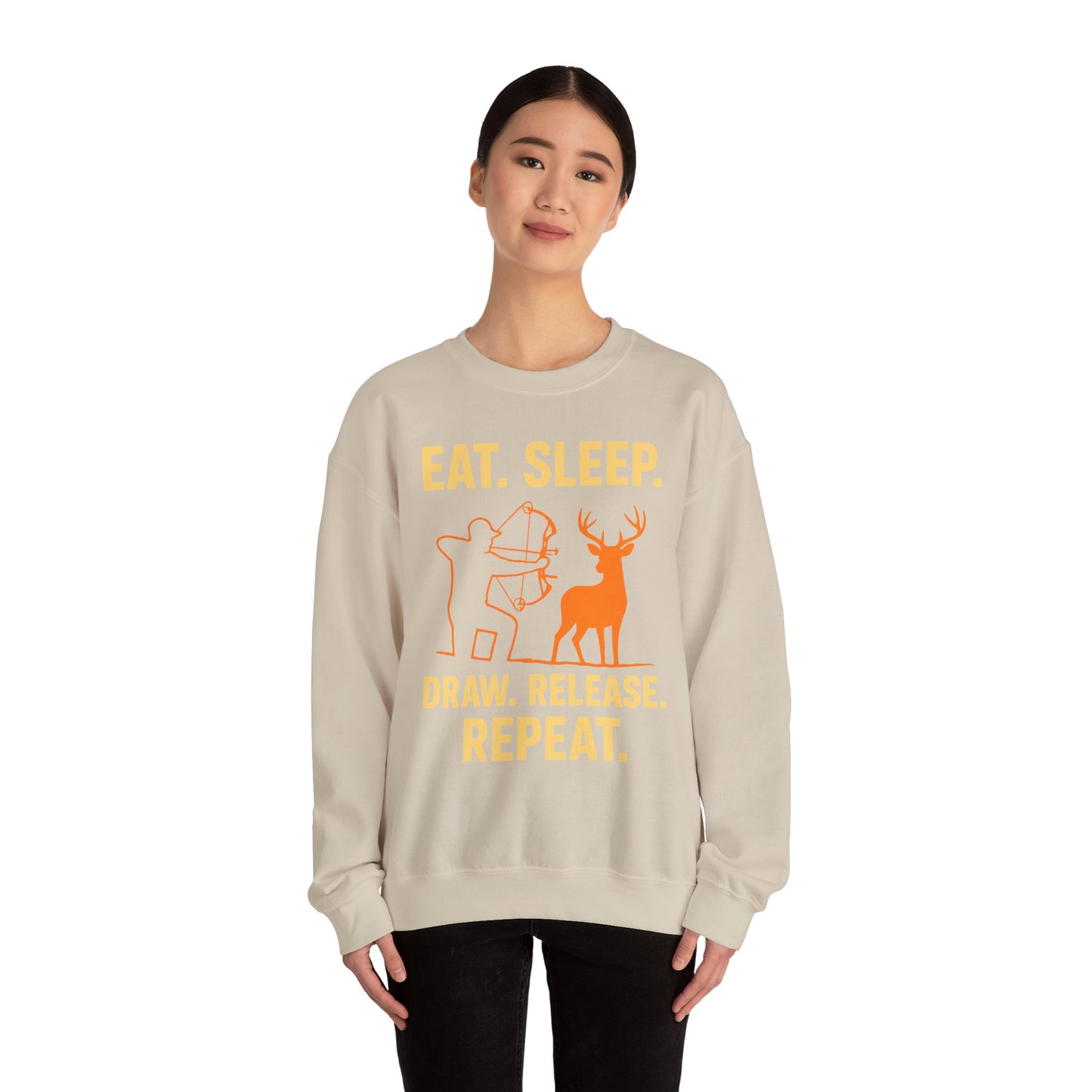 Eat Sleep Draw Release Repeat Unisex Sweatshirt | Perfect Gift for Hunters, Outdoor Enthusiasts, Archery Lovers, Casual Comfort