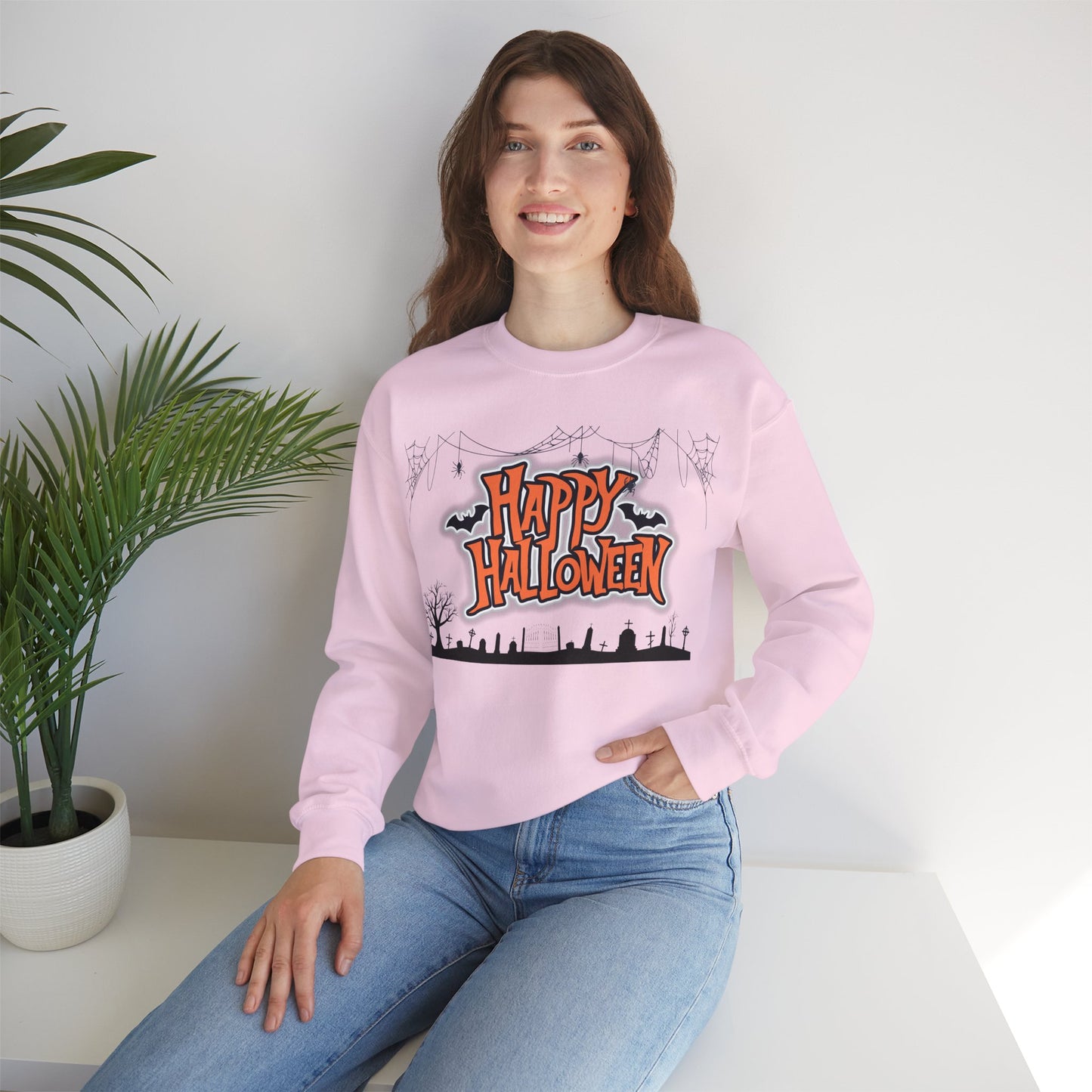 Happy Halloween Unisex Crewneck Sweatshirt, Fall Fashion, Halloween Attire, Cozy Sweatshirt, Spooky Season Apparel