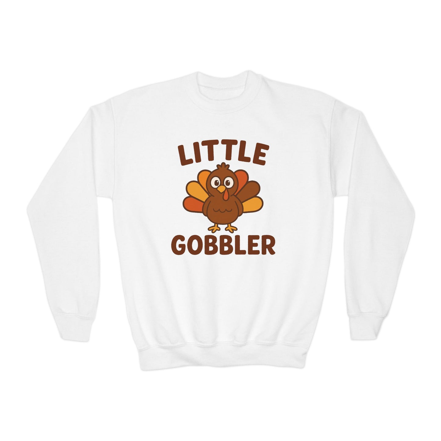 Youth Little Gobbler Crewneck Sweatshirt for Thanksgiving, Cute Holiday Gift for Kids, Thanksgiving Sweater, Kids Fall Fashion