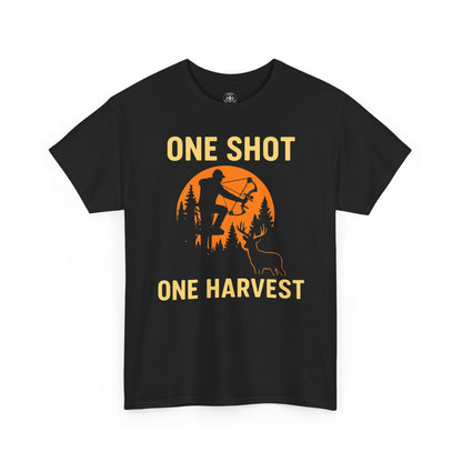 Hunting Tribute Tee, Outdoor Lifestyle Shirt, Gift for Hunters, Fall Harvest Apparel, One Shot One Harvest Design