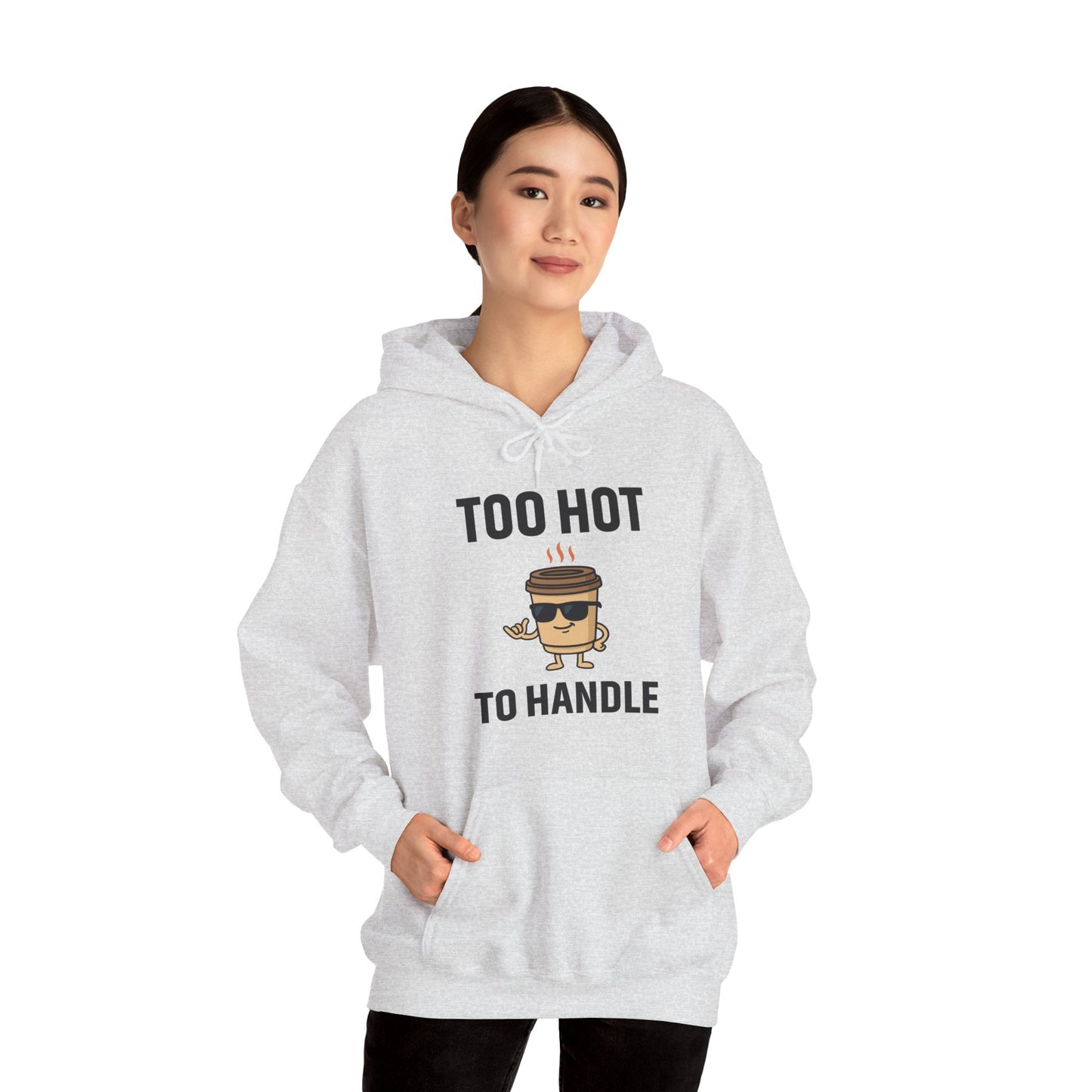 Coffee Cup Guy Too Hot To Handle Unisex Hoodie | Funny Gift, Cozy Graphic Hoodie, Casual Wear, Office Apparel