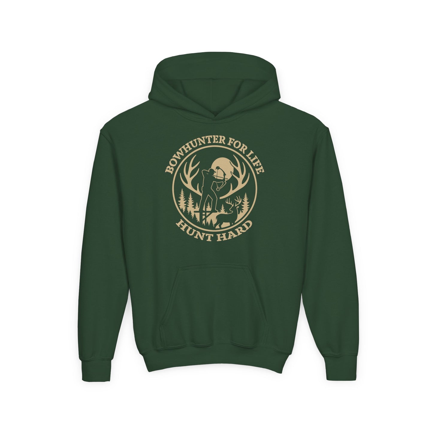 Bowhunter For Life Youth Unisex Hoodie | Perfect for Young Hunters, Outdoor Adventures, Gifts for Boys or Girls, Hunting Apparel