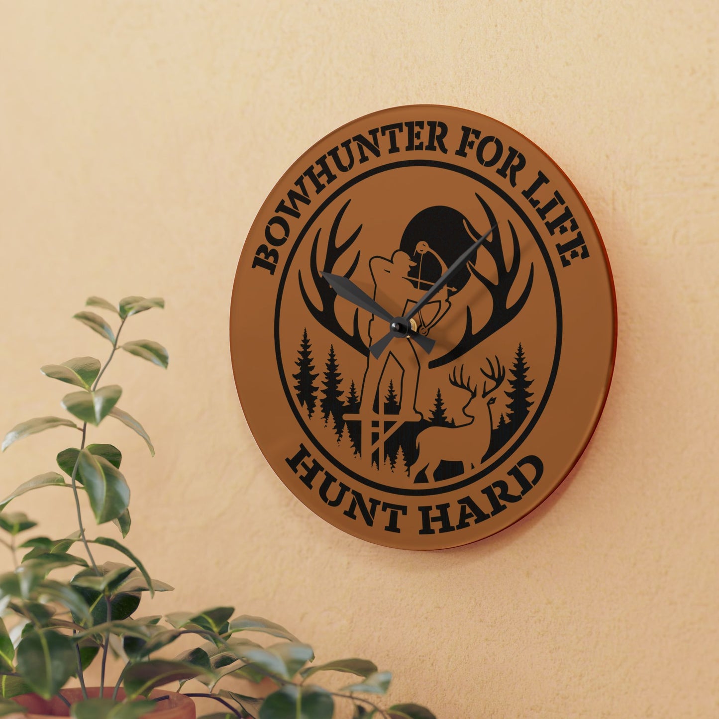 Bowhunter for Life Wall Clock | Rustic Decor, Unique Gift for Hunters, Lodge Wall Art, Outdoor Enthusiast